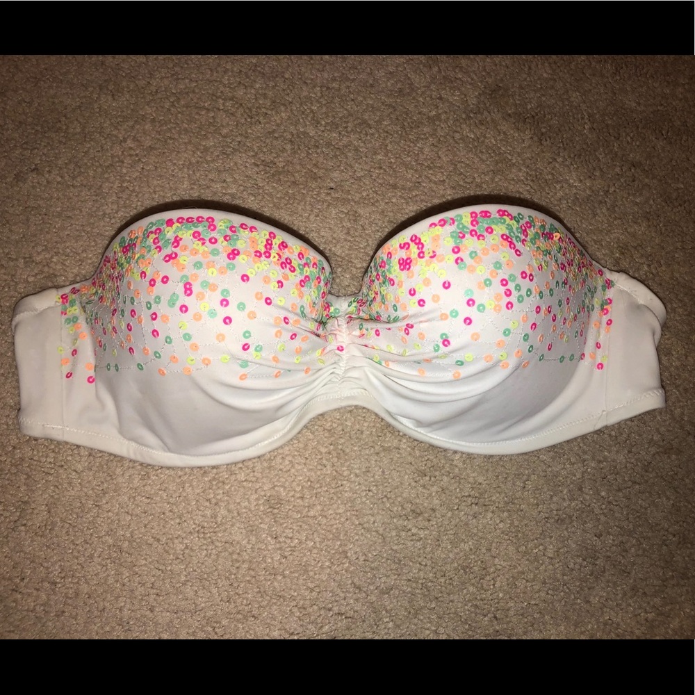 White With colorful sequins VS swim top